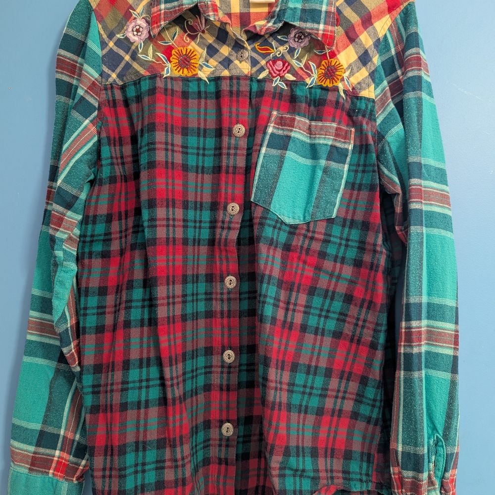 Kids Plaid Shirt with Embroidered Details